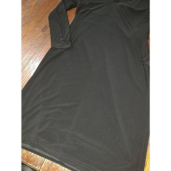 Sz 8 Joseph Ribkoff Black Long Sleeve Stretch Dress with Hood Zipper Detail - Picture 2 of 5